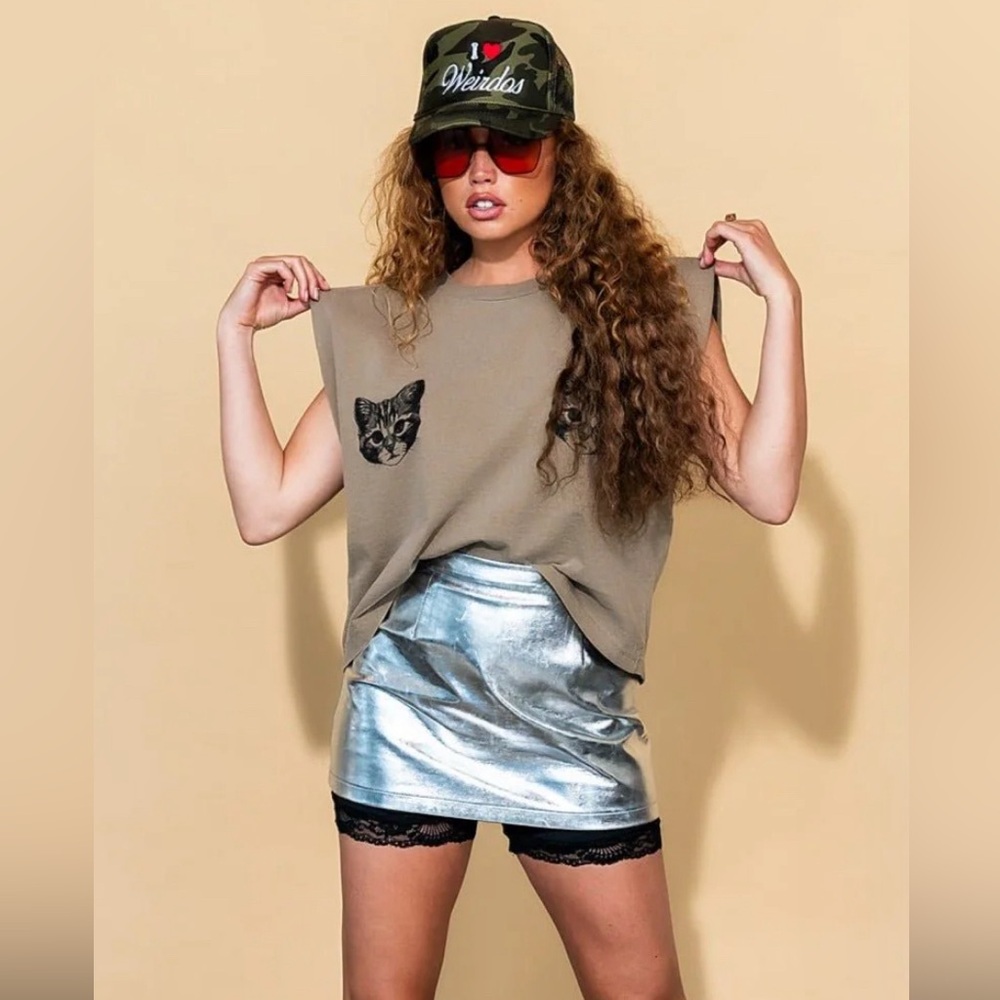 Dressed in Lala “Twinkle Toes” Silver Metallic Lace Skirt Skort